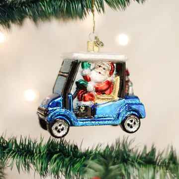 Old World Golf Cart Santa Ornament 