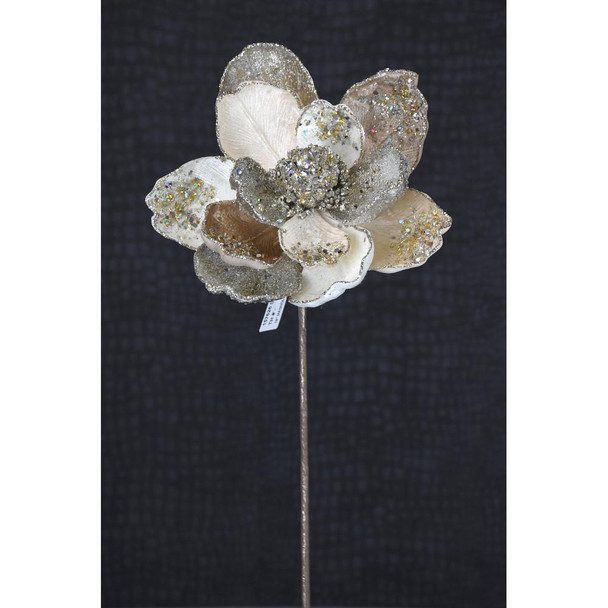 Magnolia Jewel Glittered Stem Champagne And Platinum 18"