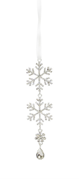 Metal Jewel Tiered Snowflake Ornament 8"