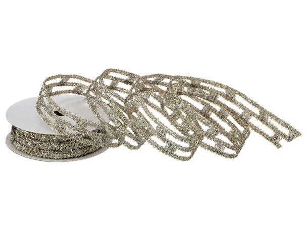 Glitter Chain Link Champagne Ribbon  1.5" X 10yd.