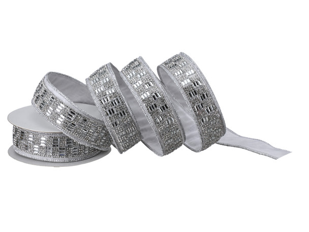 Silver Jeweled Gatsby Ribbon 1.5" X5Y