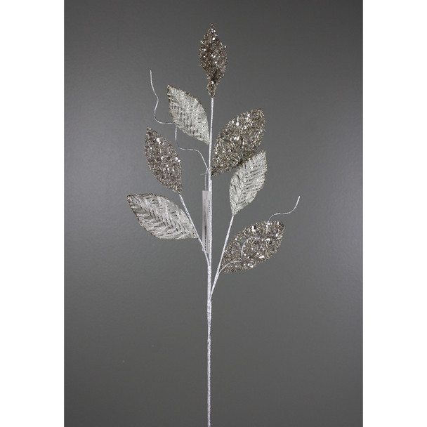 Metallic Magnolia Leaf Spray Champagne 28"