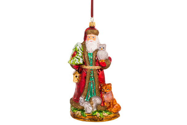 Huras Family Santa's Woodland Friends European Blown Ornament