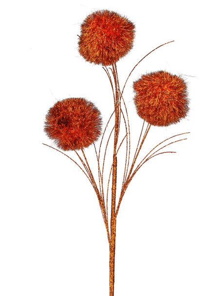 Orange Glitter Pompom Spray 35"