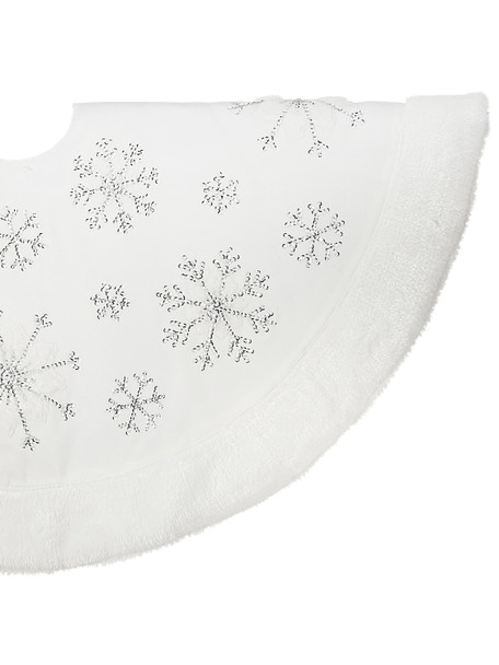 White And Silver Velvet Snowflake Tree Skirt 24"D