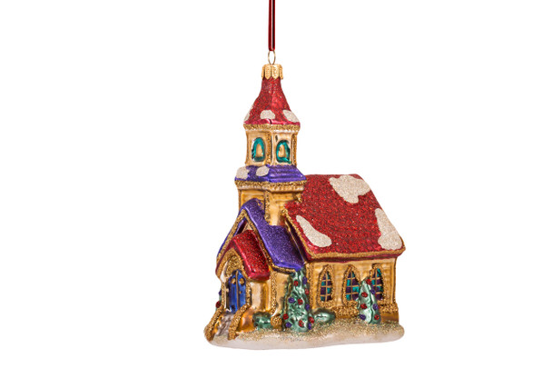 Huras Family Jewel-Colored Church European Blown Ornament