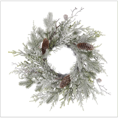 Snowed Pinecone/Pine Wreath 16"