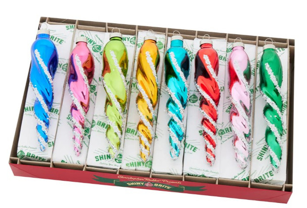 Radko - Shiny Brite Christmas Confetti 8 Count 6" Glass Icicles