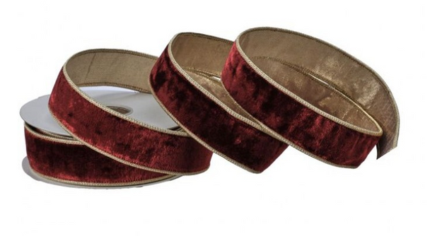 Burgundy Premium Velvet w/Gold Edge 1.5"X10YD