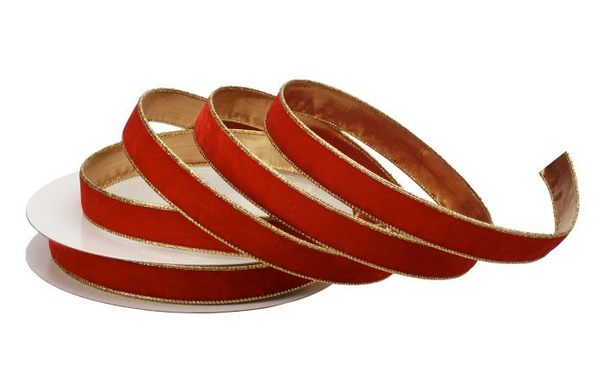 Red Velvet w/ Metallic edge 1"X20yd. Wired Ribbon
