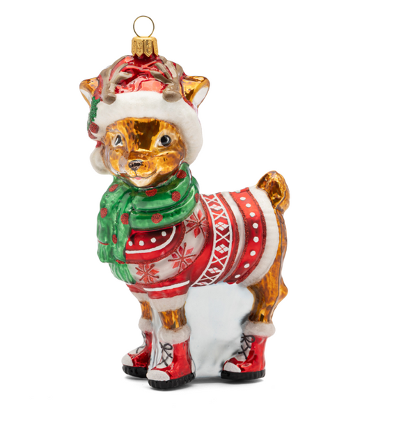 Huras Family Cozy Nordic Reindeer European Blown Ornament