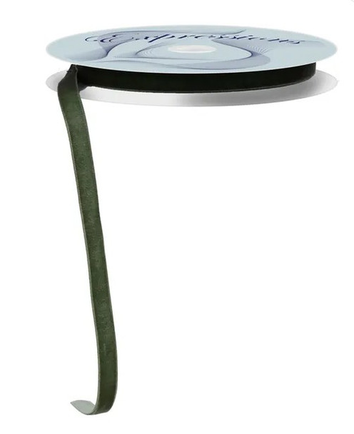 Sage Green Woven Velvet Unwired Ribbon 3/8" X 10yd