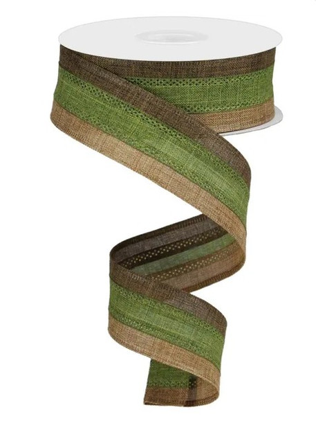 Brown/Fern Moss/Tan Royal Burlap Ribbon 1.5" X 10yd
