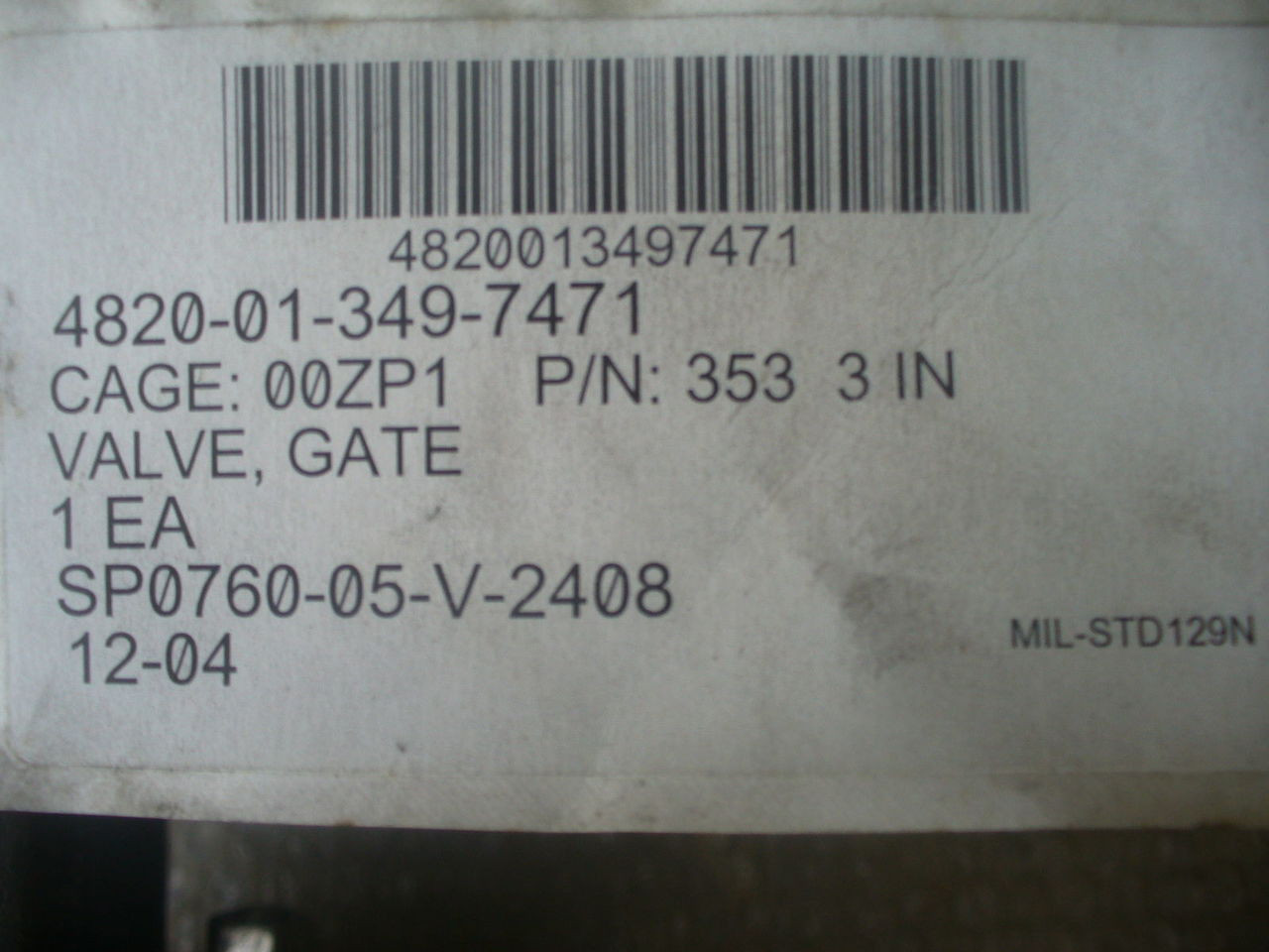 FLOWSERVE VALVE, GATE P/N 353 3 IN. SPECIFICATION: API 602 / B16. 34 ...
