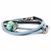 Trollbeads Spring Collection 2014, Leather Bracelet, Light Blue/Dark Grey with Beads