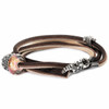 New Trollbeads Spring Collection, Leather Bracelet, Brown/Light Grey, with Beads