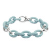 X Jewellery Rubber X, Sky Blue with Silver Double Links