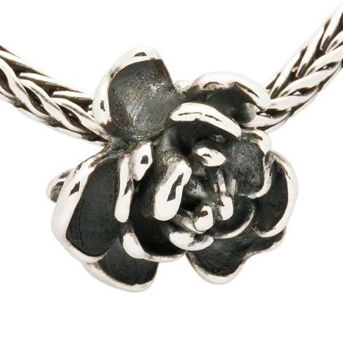 Trollbeads Silver Charm Rose Pendant on Troll Necklace