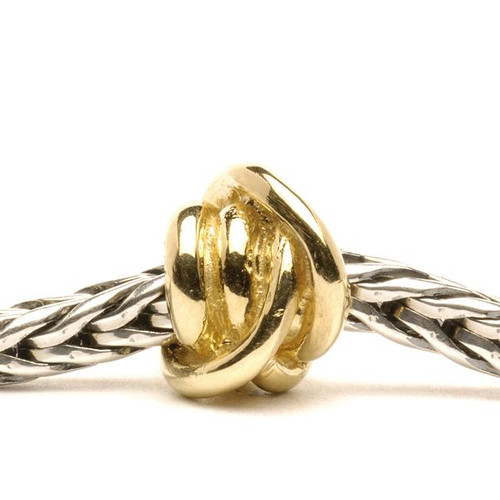 Trollbeads Gold Charm Lucky Knot on Troll Bracelet