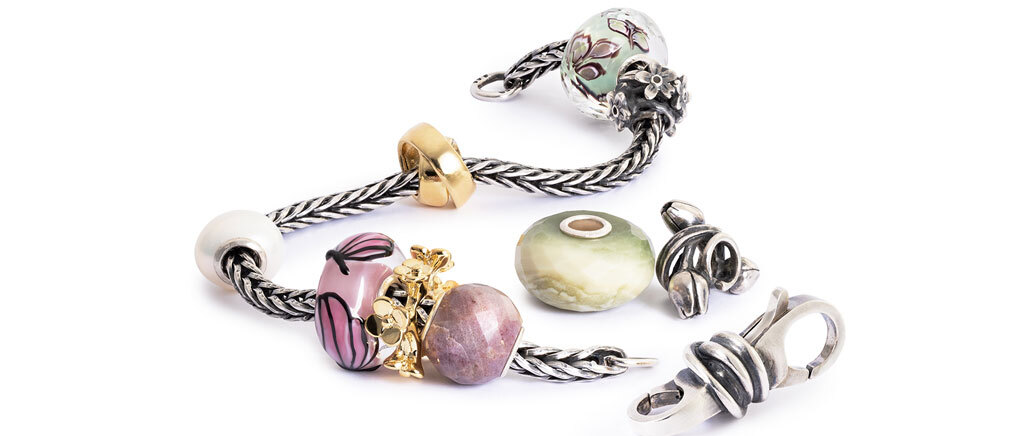 Trollbeads Godl and Lavender Bracelet with Stones