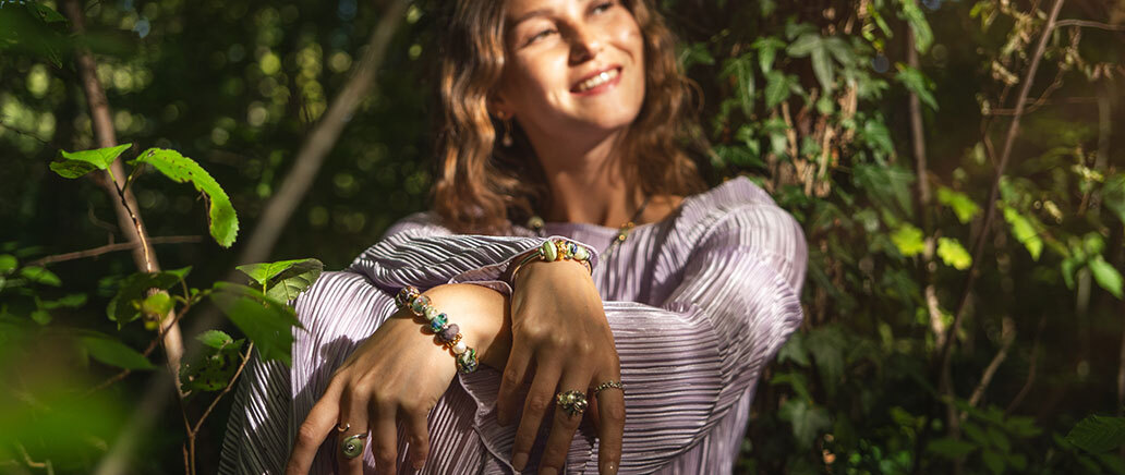 Trollbeads Model Wearing Two Bracelets