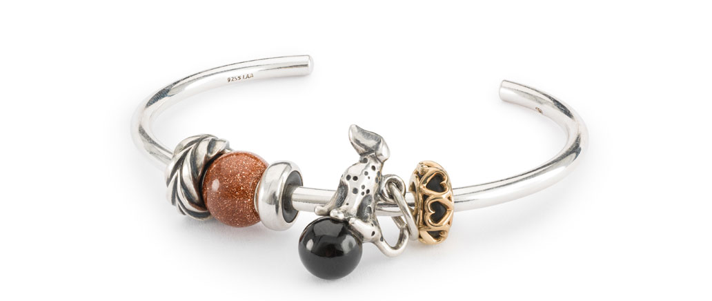 Trollbeads Bangle with Dalmatian and Stone