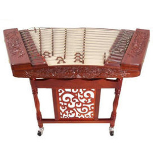 Buy Concert Grade Carved Sandalwood Yangqin Instrument Chinese Hammered Dulcimer 402 Type with Accessories