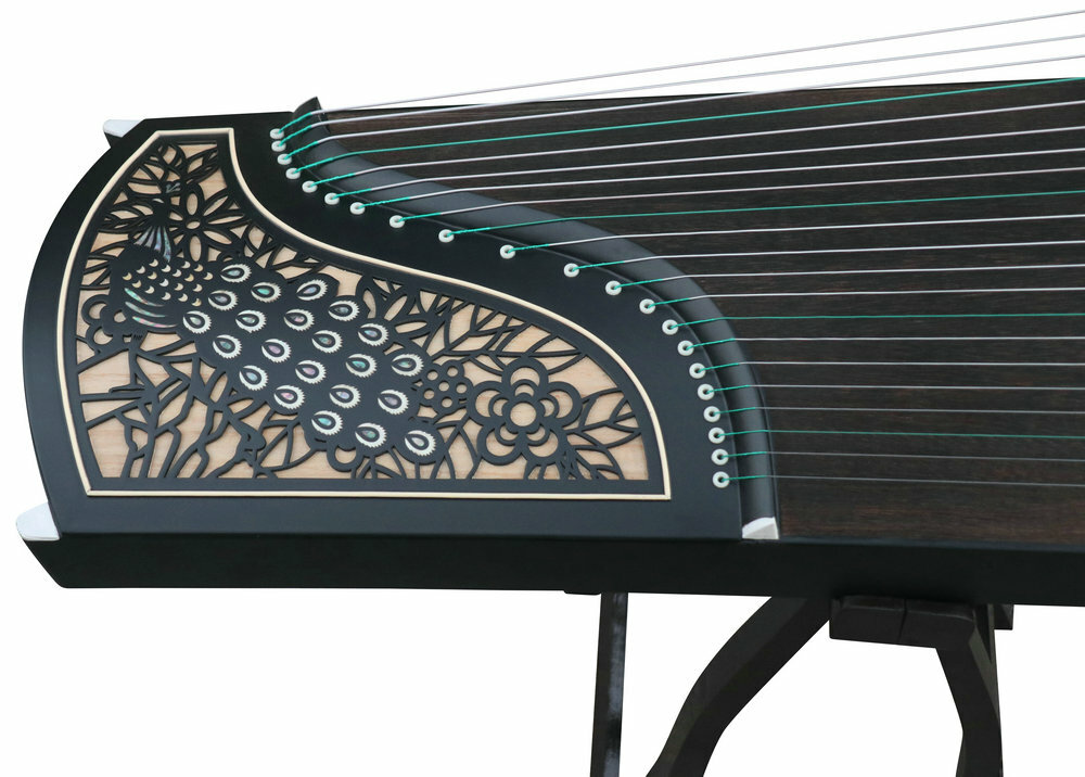 Professional Level Peacock Shell Carved Guzheng Chinese Zither Harp