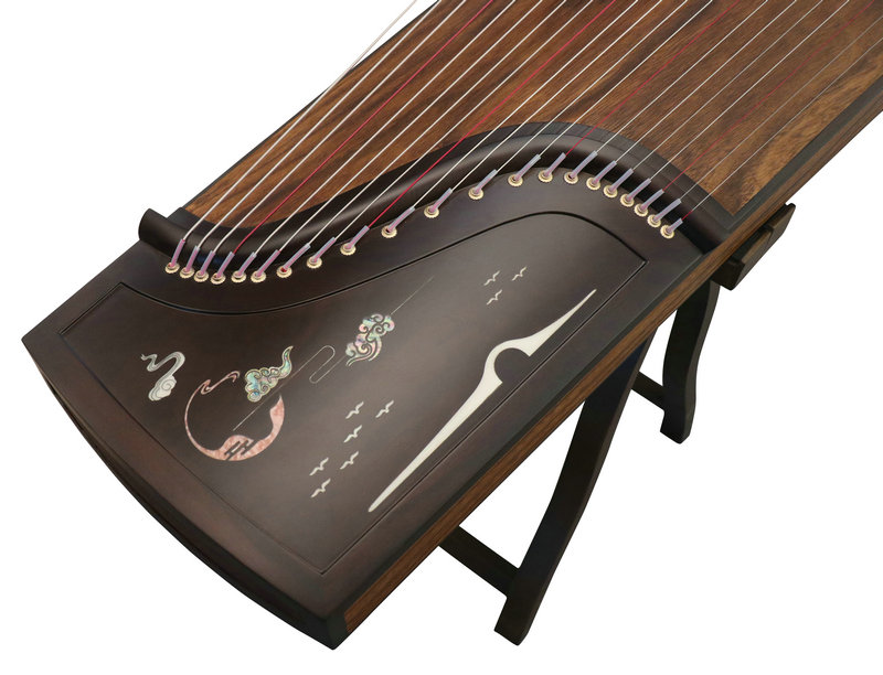 Premium Quality Birds & Clouds Carved Whole Piece Digged Plain Surface Guzheng Instrument