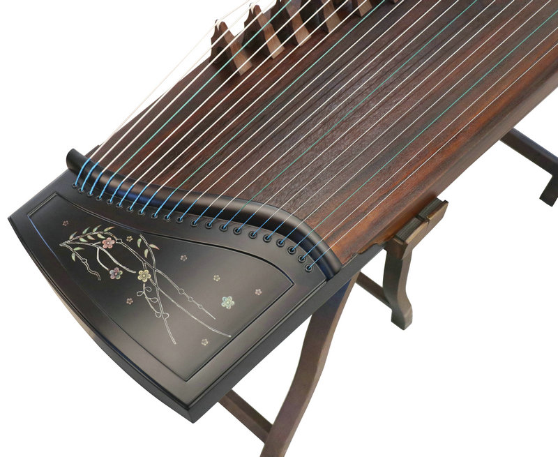 Concert Grade Flying Flowers Carved Travel Size Guzheng Instrument Chinese Harp