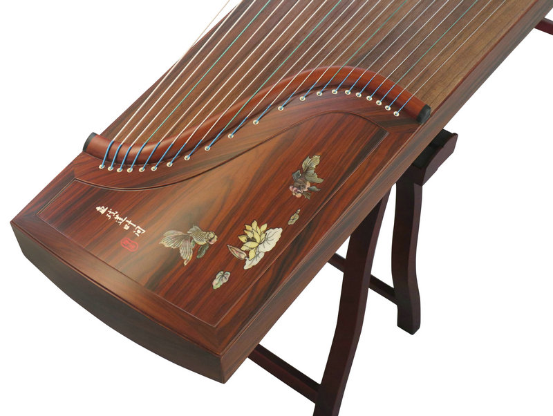 Professional Level Fish & Lotus Shell Carved Guzheng Instrument Chinese Zither