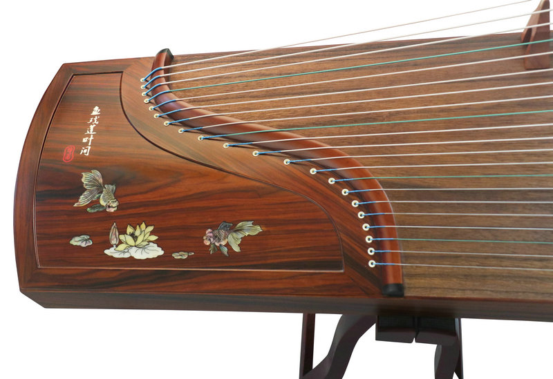 Professional Level Fish & Lotus Shell Carved Guzheng Instrument Chinese Zither