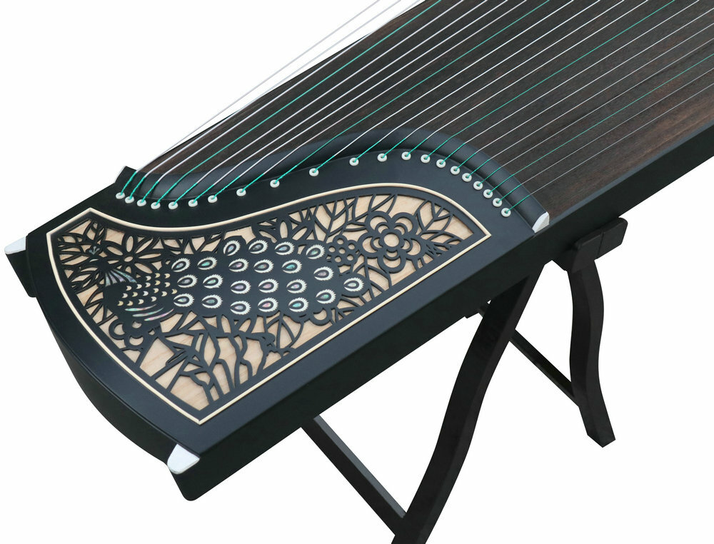 Professional Level Peacock Shell Carved Guzheng Chinese Zither Harp