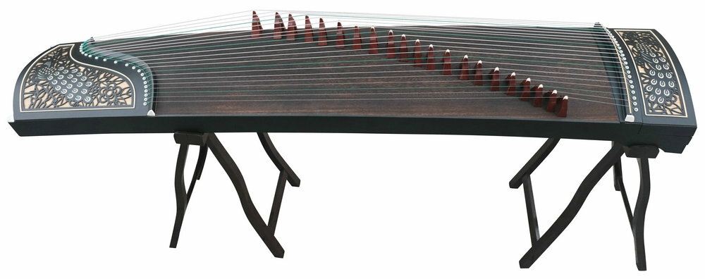 Professional Level Peacock Shell Carved Guzheng Chinese Zither Harp