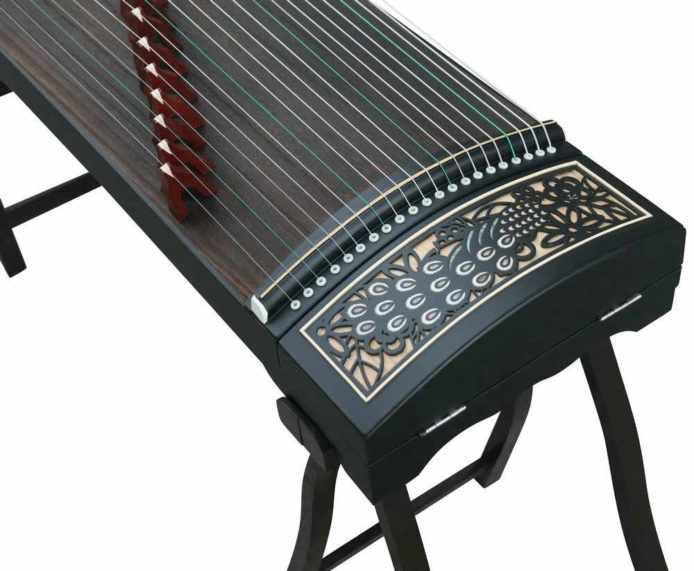 Professional Level Peacock Shell Carved Guzheng Chinese Zither Harp