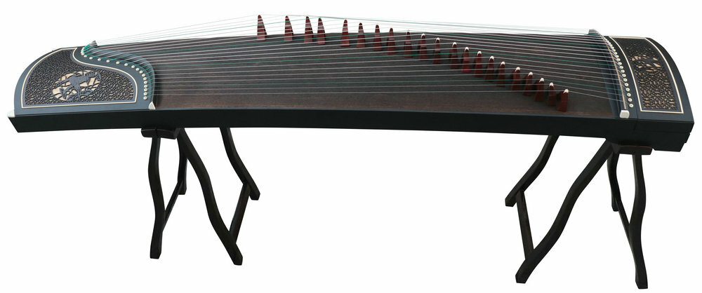 Professional Level Lotus & Water Birds Carved Guzheng Instrument Chinese Zither Harp