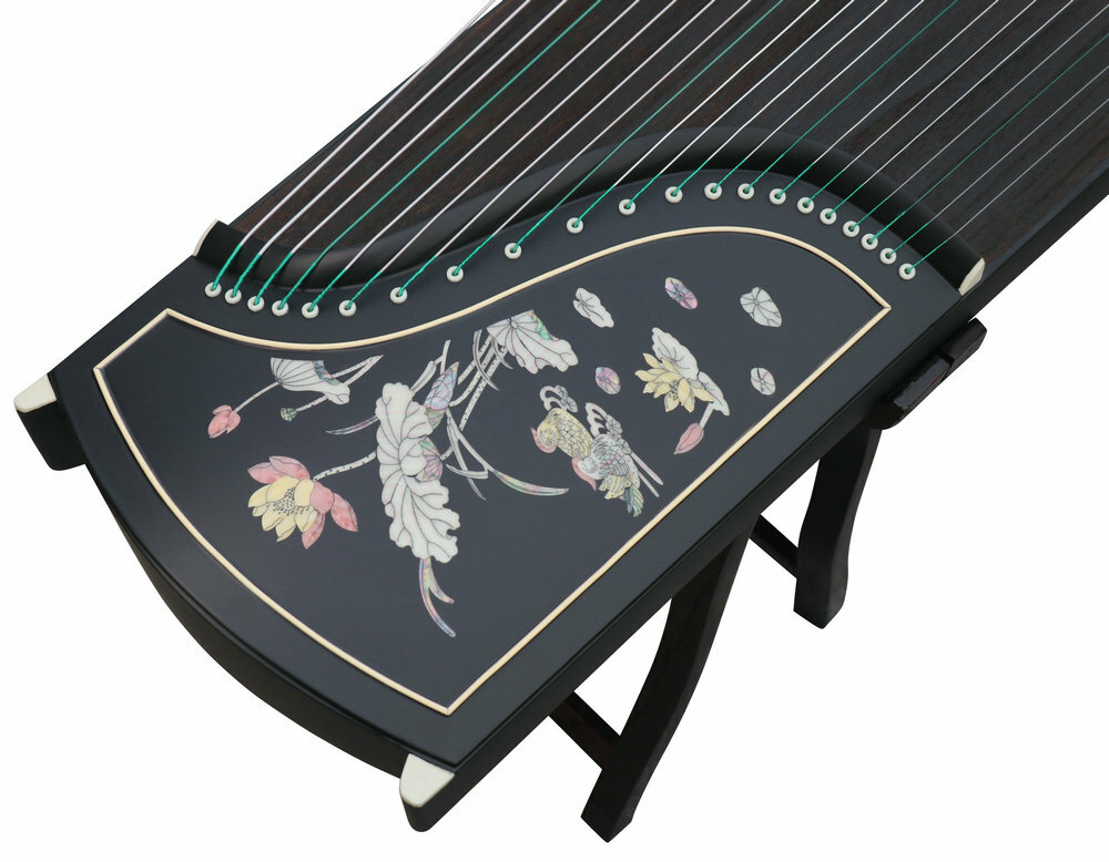 Professional Level Lotus Shell Carved Guzheng Instrument Chinese Harp