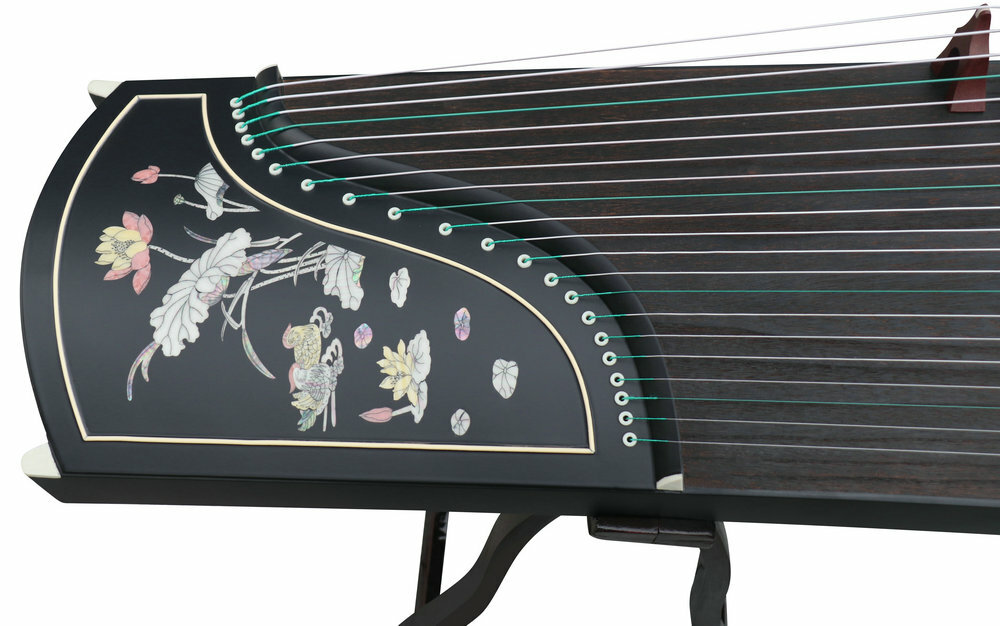 Professional Level Lotus Shell Carved Guzheng Instrument Chinese Harp