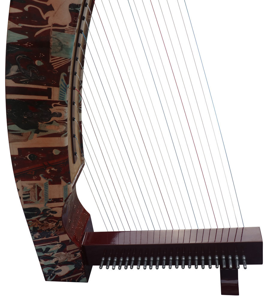 Professional Konghou Instrument Ancient Chinese Zither 23 Strings with
