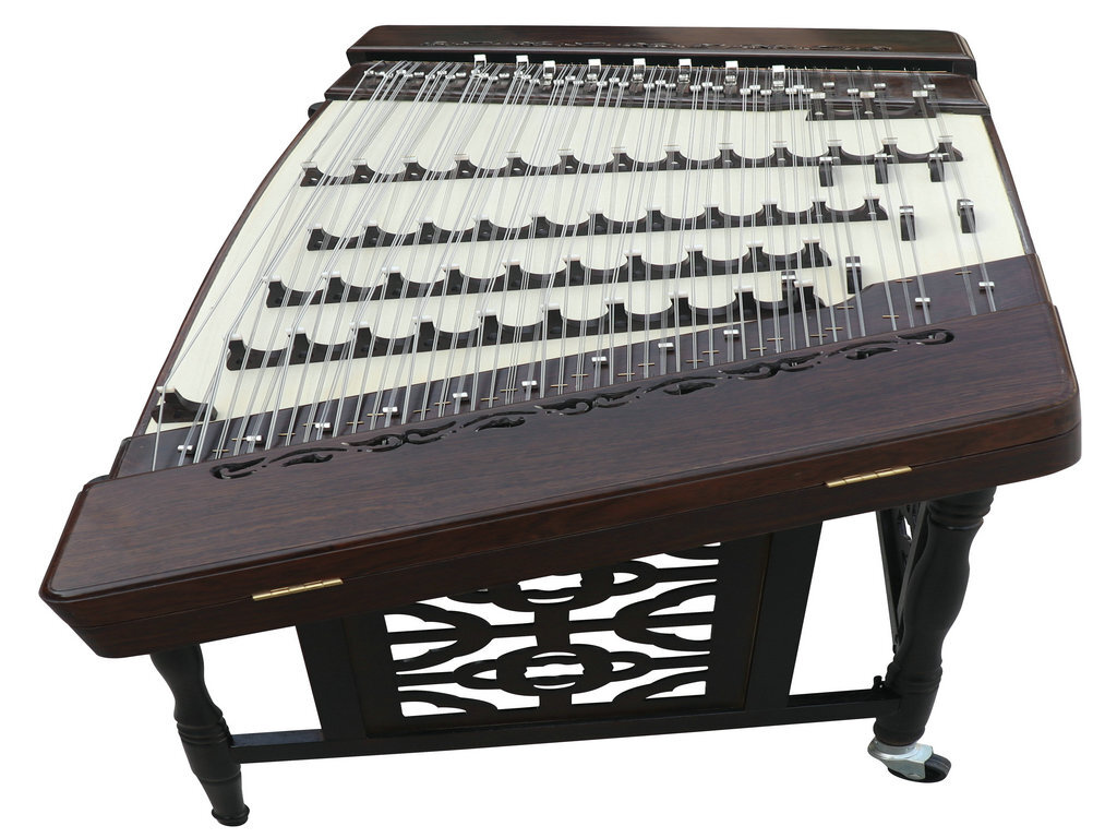 Buy Concert Grade Plain Surface Black Sandalwood Yangqin Instrument Chinese Hammered Dulcimer 402 Type Upside Sound Output with Accessories 402 上发音扬琴