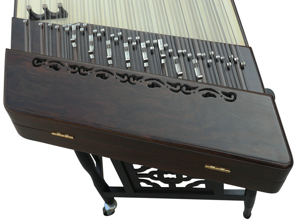 Buy Concert Grade Plain Surface Black Sandalwood Yangqin Instrument Chinese Hammered Dulcimer 402 Type Upside Sound Output with Accessories 402 上发音扬琴