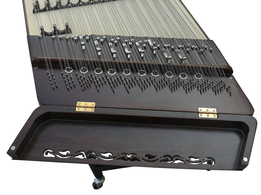 Buy Concert Grade Plain Surface Black Sandalwood Yangqin Instrument Chinese Hammered Dulcimer 402 Type Upside Sound Output with Accessories 402 上发音扬琴