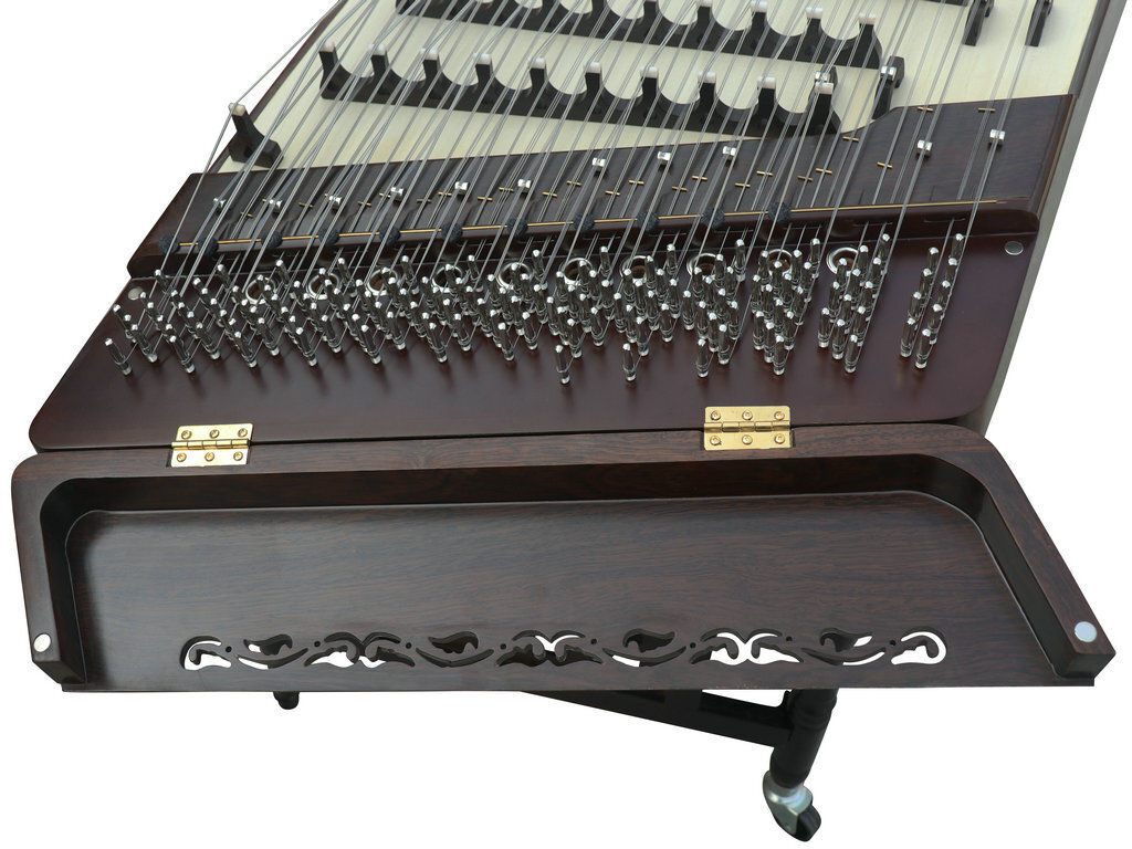 Buy Concert Grade Plain Surface Black Sandalwood Yangqin Instrument Chinese Hammered Dulcimer 402 Type Upside Sound Output with Accessories 402 上发音扬琴