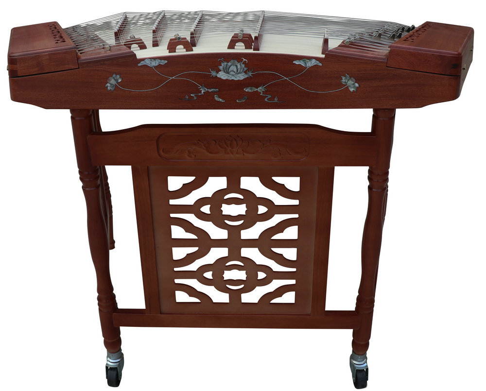 Concert Grade Plain Surface Rosy Sandalwood Yangqin Instrument Chinese Hammered Dulcimer 402 Type Upside Sound Output with Accessories 402 上发音扬琴v