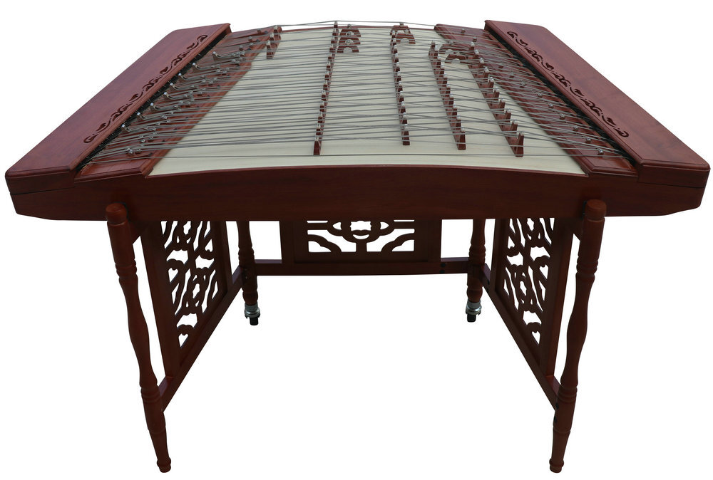 Concert Grade Plain Surface Rosy Sandalwood Yangqin Instrument Chinese Hammered Dulcimer 402 Type Upside Sound Output with Accessories 402 上发音扬琴