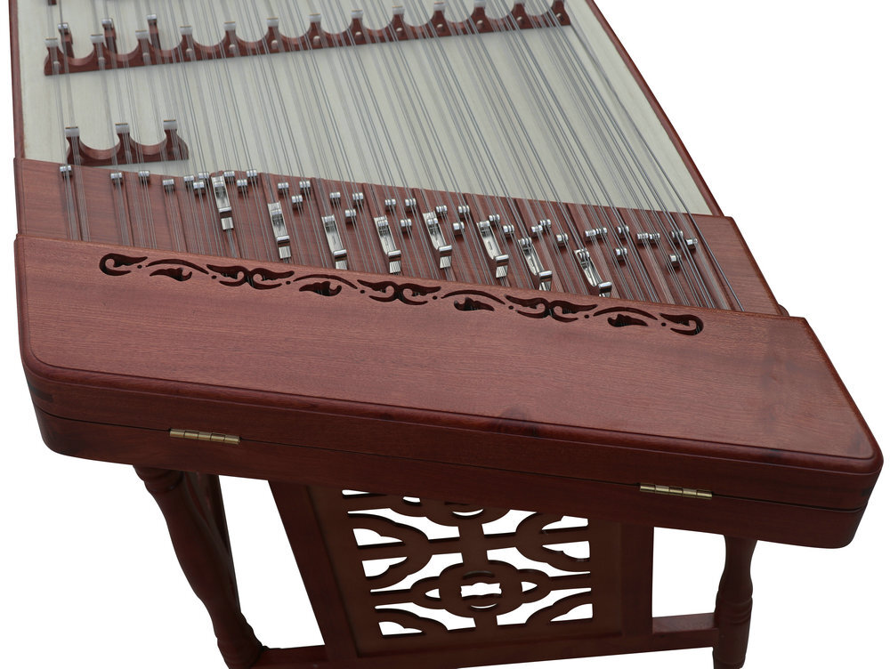Concert Grade Plain Surface Rosy Sandalwood Yangqin Instrument Chinese Hammered Dulcimer 402 Type Upside Sound Output with Accessories 402 上发音扬琴