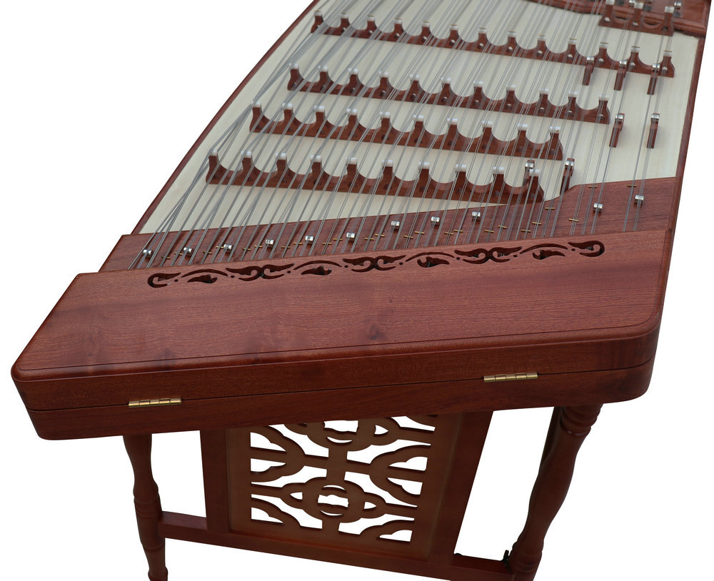 Concert Grade Plain Surface Rosy Sandalwood Yangqin Instrument Chinese Hammered Dulcimer 402 Type Upside Sound Output with Accessories 402 上发音扬琴
