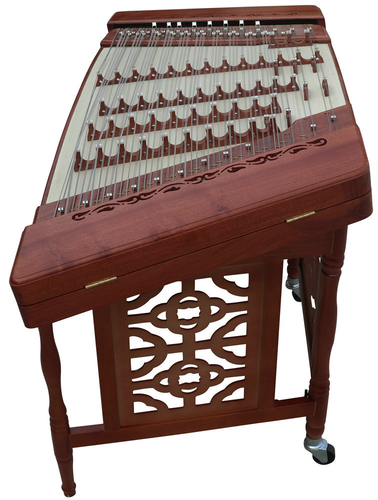 Concert Grade Plain Surface Rosy Sandalwood Yangqin Instrument Chinese Hammered Dulcimer 402 Type Upside Sound Output with Accessories 402 上发音扬琴