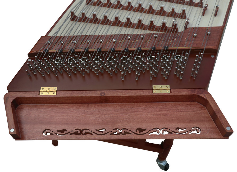 Concert Grade Plain Surface Rosy Sandalwood Yangqin Instrument Chinese Hammered Dulcimer 402 Type Upside Sound Output with Accessories 402 上发音扬琴