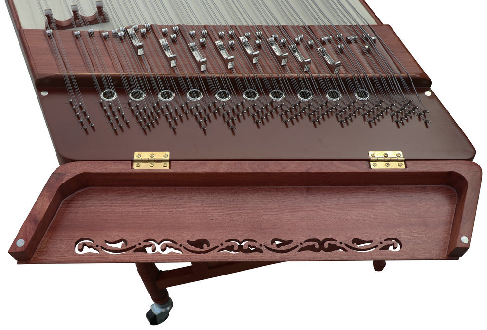 Concert Grade Plain Surface Rosy Sandalwood Yangqin Instrument Chinese Hammered Dulcimer 402 Type Upside Sound Output with Accessories 402 上发音扬琴